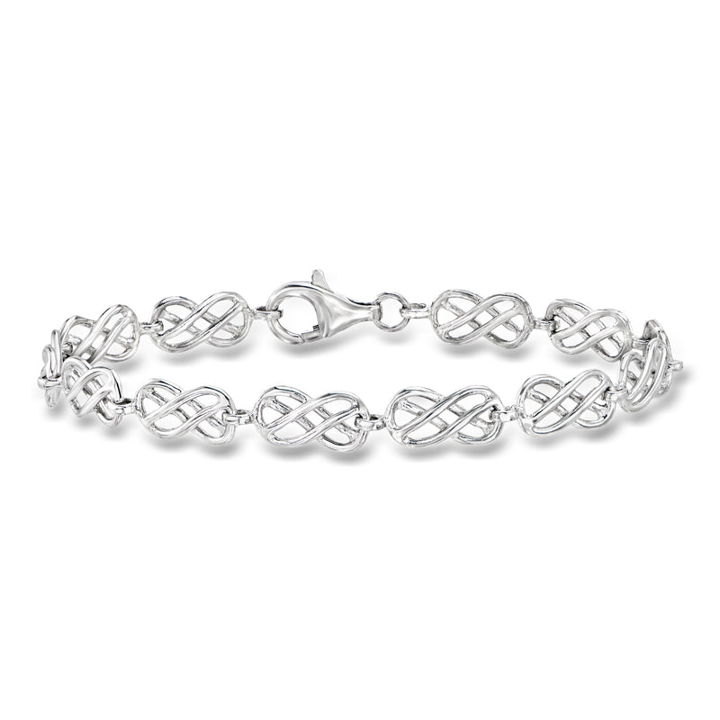Sterling silver Celtic knot and infinity station bracelet with repeating link pattern