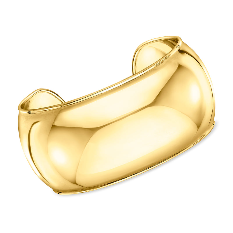 Italian 18kt gold over sterling wide cuff bracelet, polished open cuff