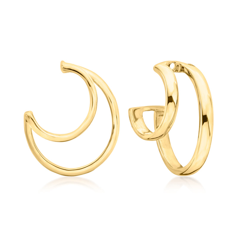 Gold hoop earrings with white topaz stones, open-front oval profile
