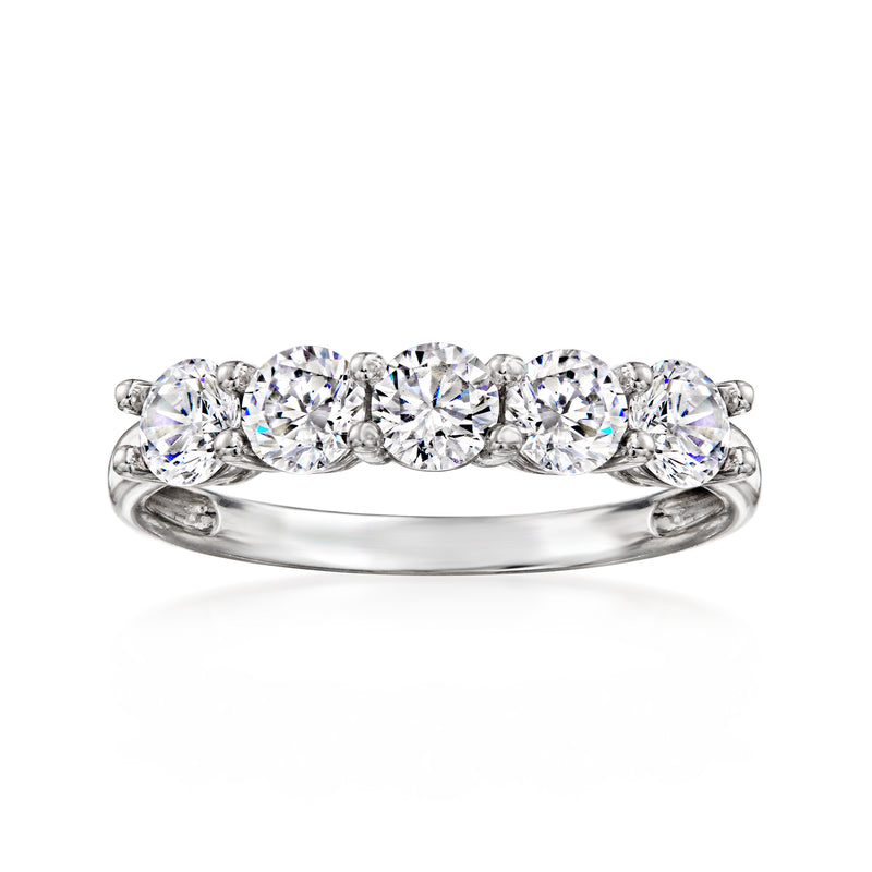 Sterling silver five-stone CZ ring with five round clear stones