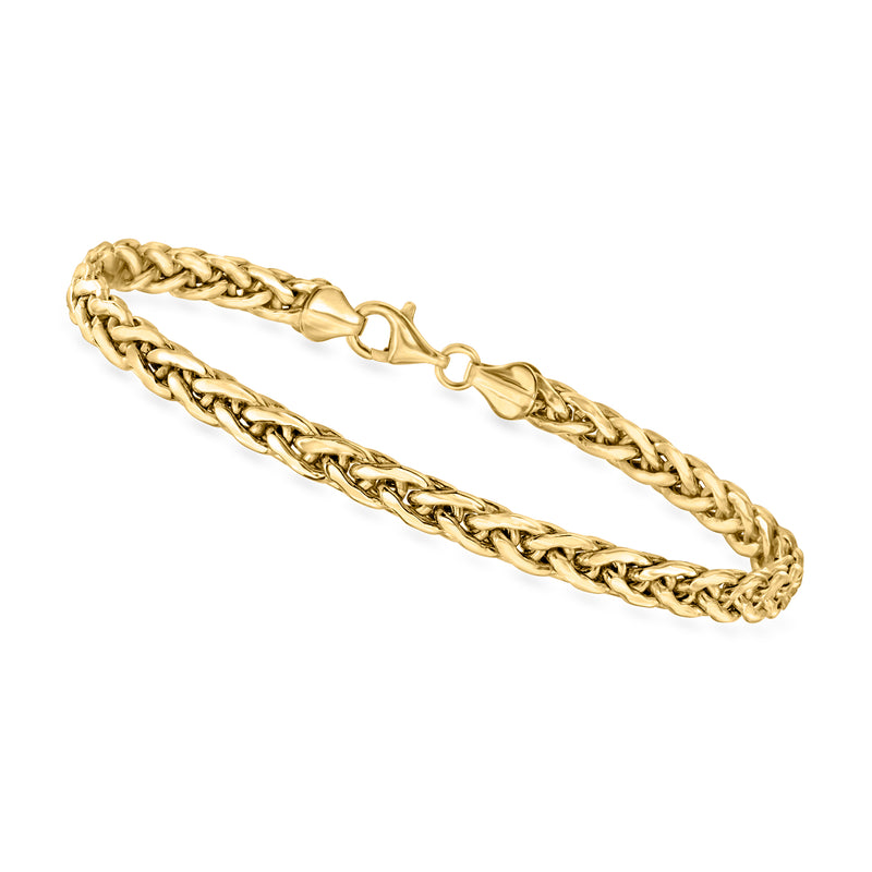 10kt yellow gold wheat-chain bracelet with toggle clasp