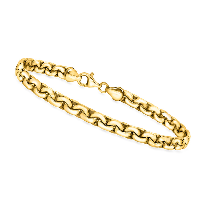 10kt yellow gold link bracelet with chunky curb-style chain and clasp