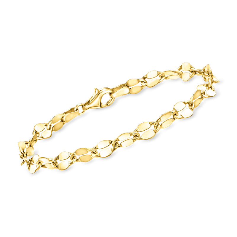 Gold over sterling chain bracelet with oval link design, polished finish