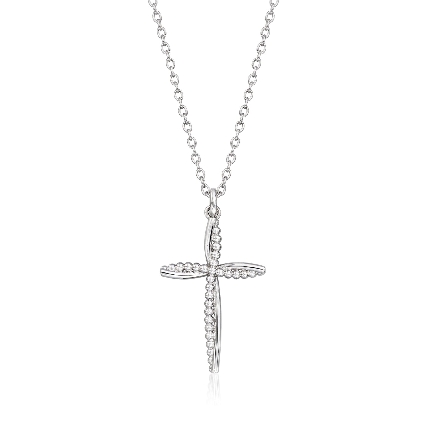 Gabriel & Co. Sterling Silver Bead Cross Pendant Necklace