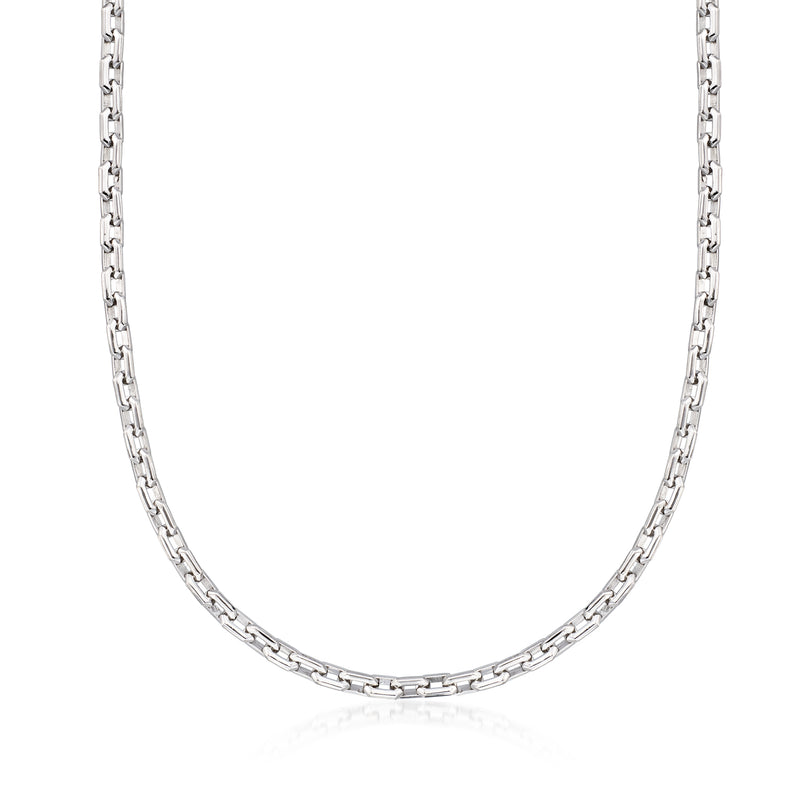 Sterling silver cable-link necklace chain with polished interlocking links