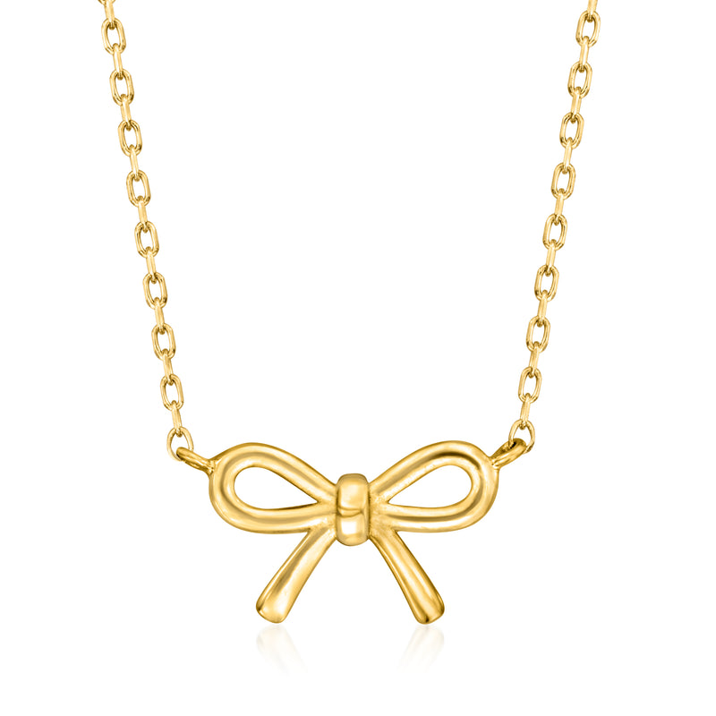 Gold vermeil bow pendant necklace with linked chain