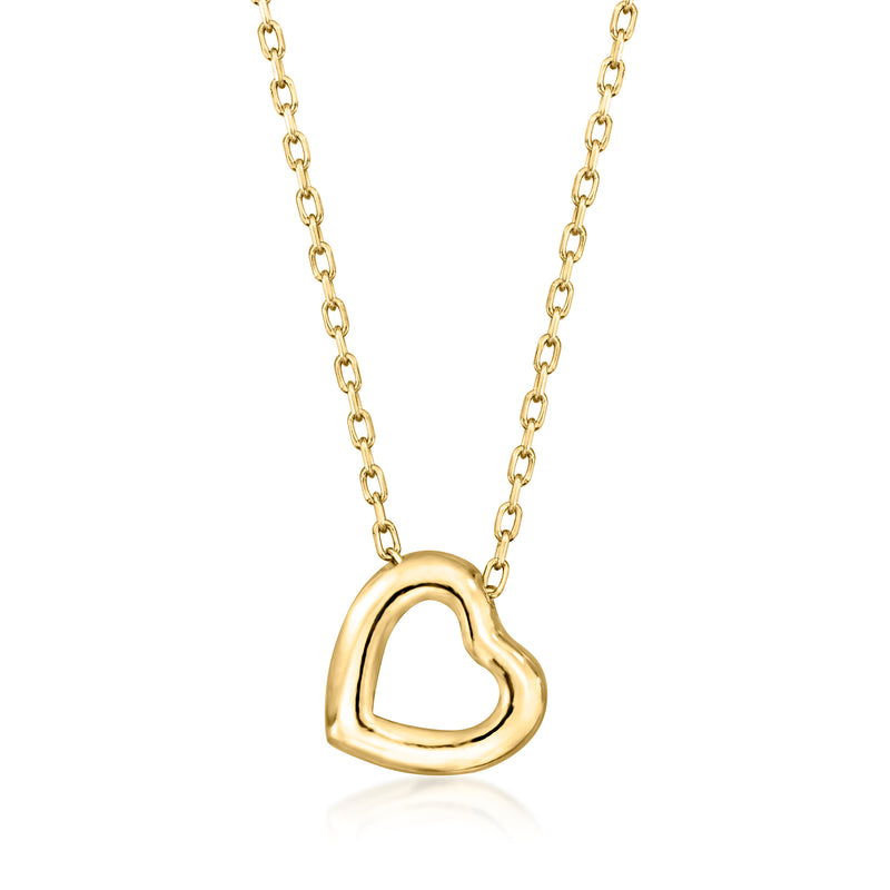 18kt gold vermeil heart pendant necklace with linked chain, polished heart charm