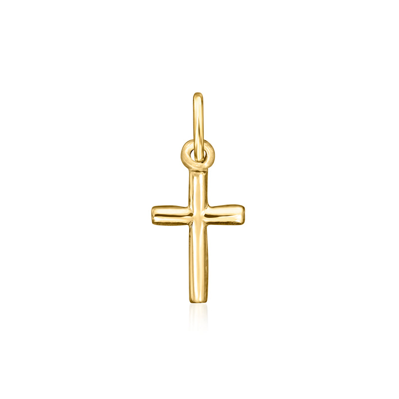 Petite 10k yellow gold cross pendant charm with loop bail