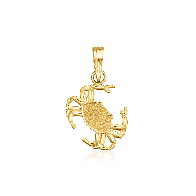 10k yellow gold crab pendant charm with hanging loop bail