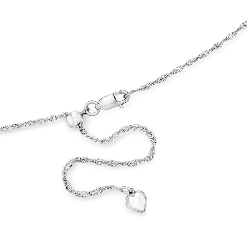 Sterling silver chain necklace with clasp and oval pendant connector, gold accent