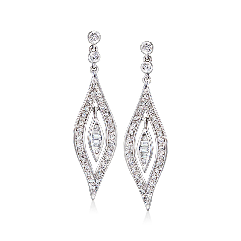 Vintage diamond marquise-shaped drop earrings in white gold