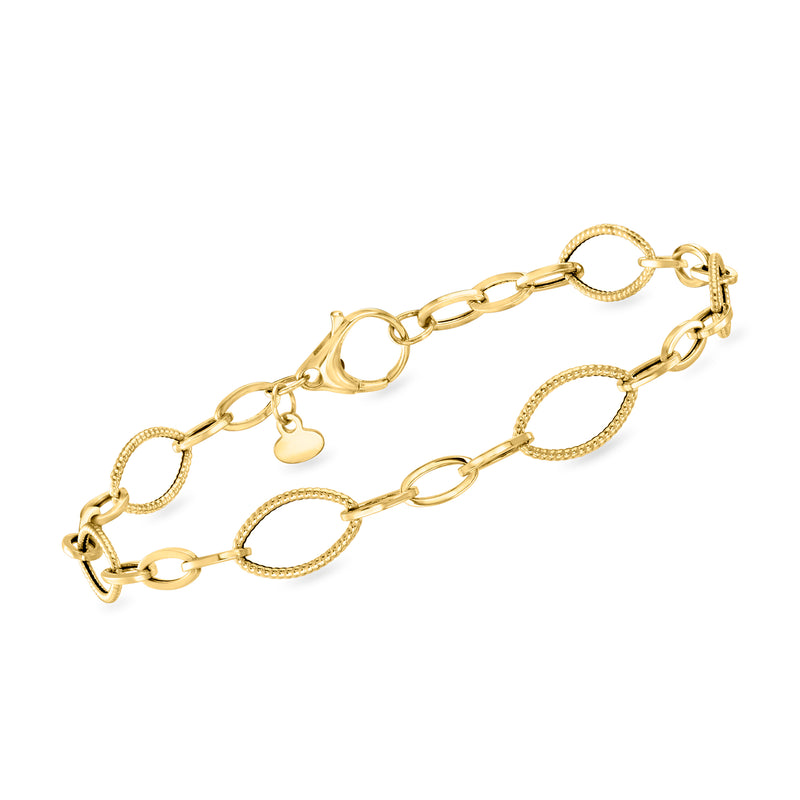 Italian 18kt yellow gold oval-link bracelet with heart charm