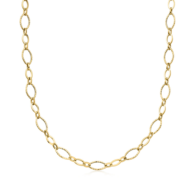 Yellow gold oval-link necklace with linked oval rings, polished finish