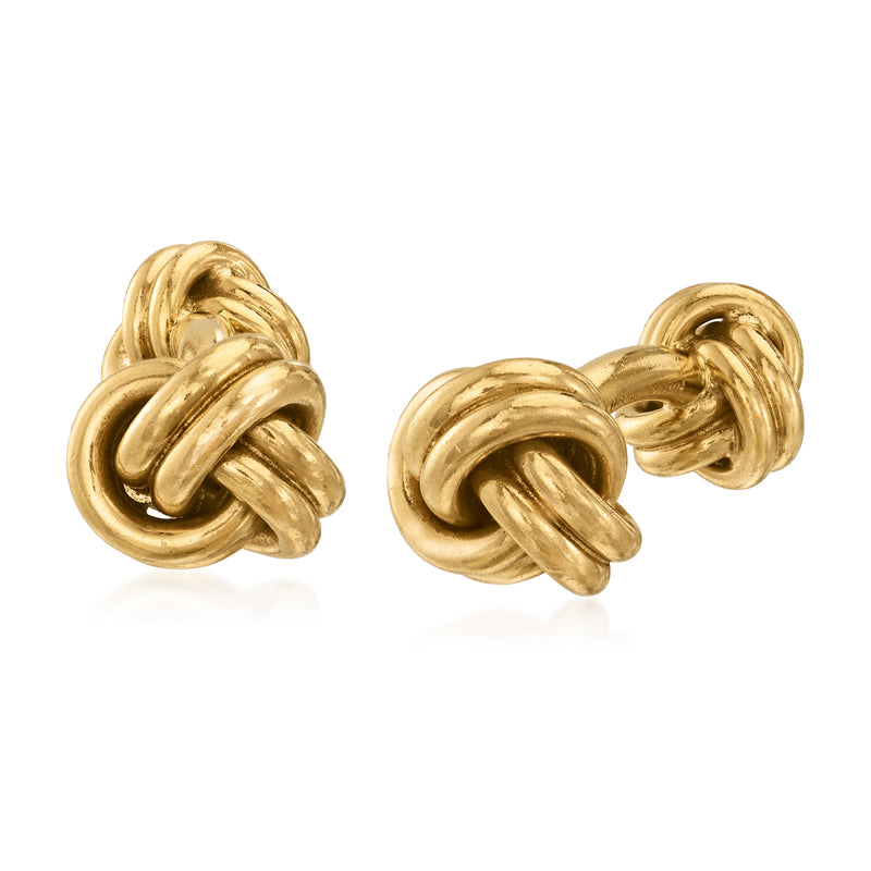 Polished yellow gold double-knot cuff links set