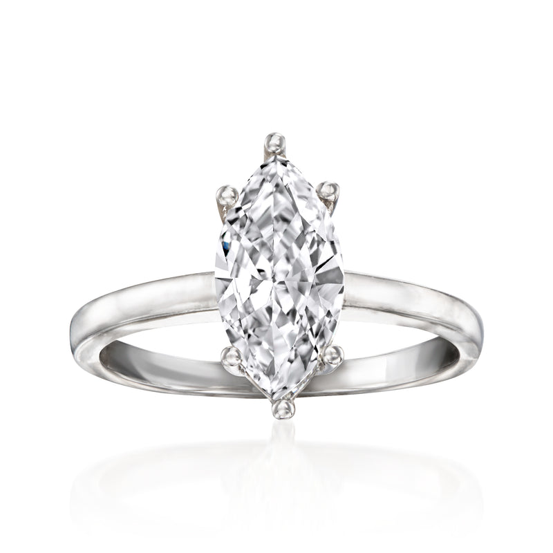 14kt white gold marquise lab-grown diamond solitaire ring with prong setting