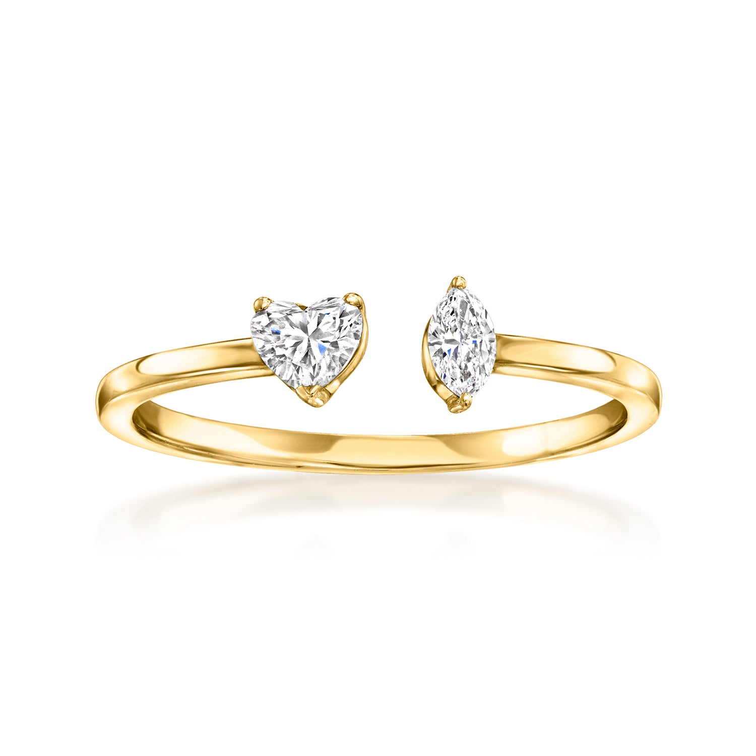 .25 ct. t.w. Heart-Shaped and Marquise Lab Grown Diamond Toi et Moi Ring in 14kt Yellow Gold