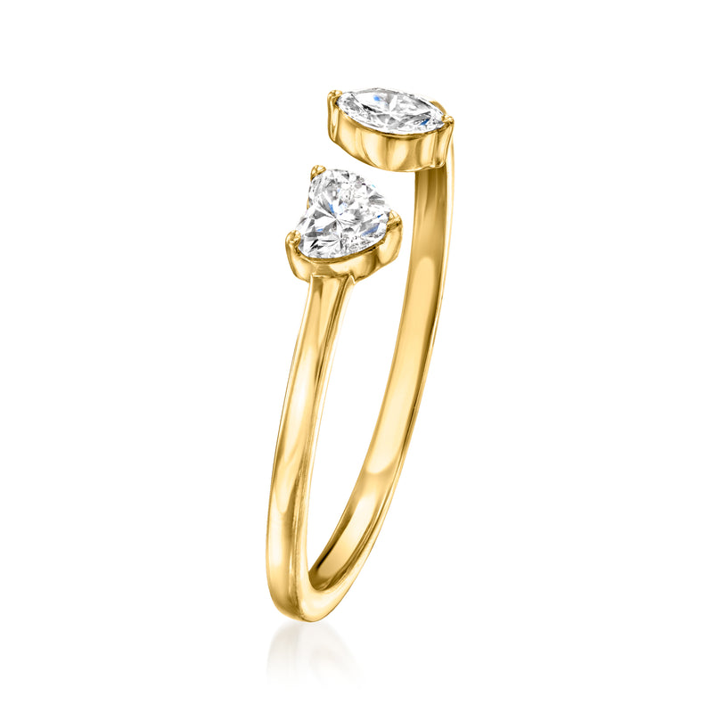 14kt yellow gold lab-grown diamond ring with heart and marquise stones
