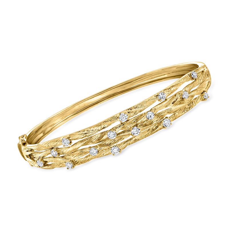 Effy vintage 14kt yellow gold diamond bangle bracelet with raised oval setting