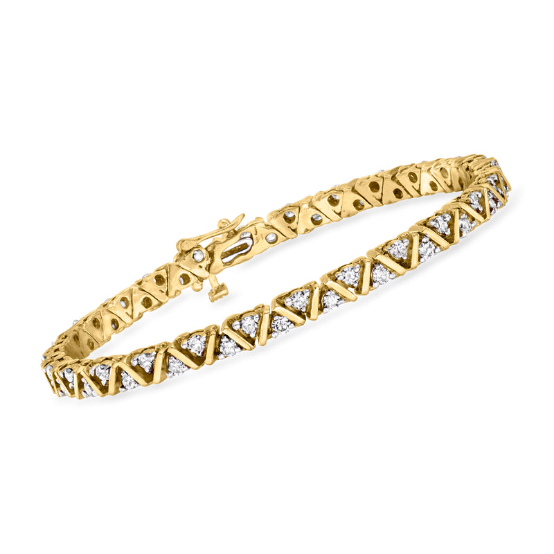 Vintage 14kt yellow gold diamond zigzag bracelet