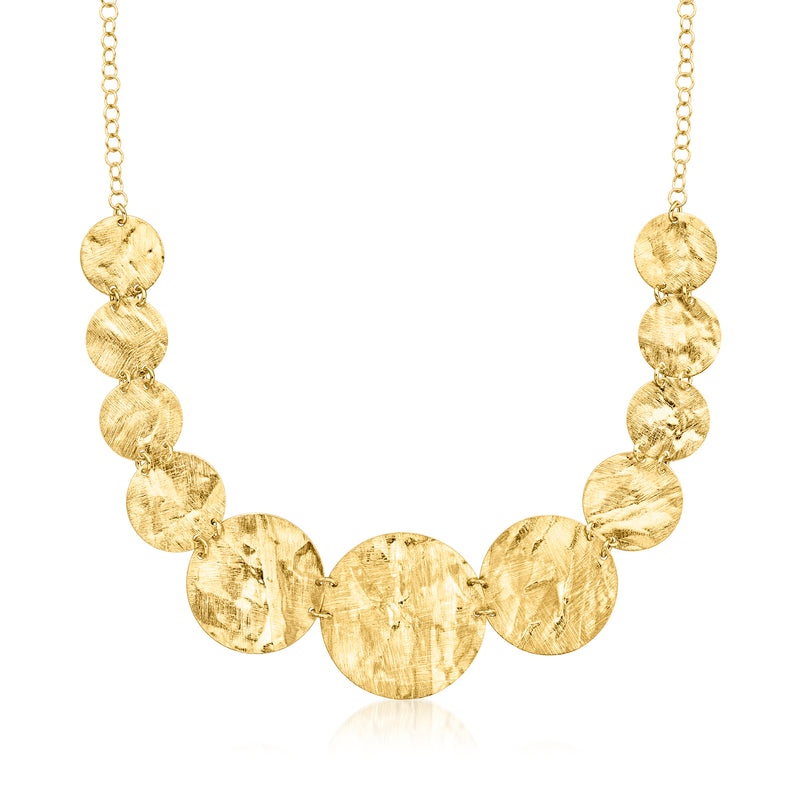 Gold-tone graduated disc pendant necklace with round link chain