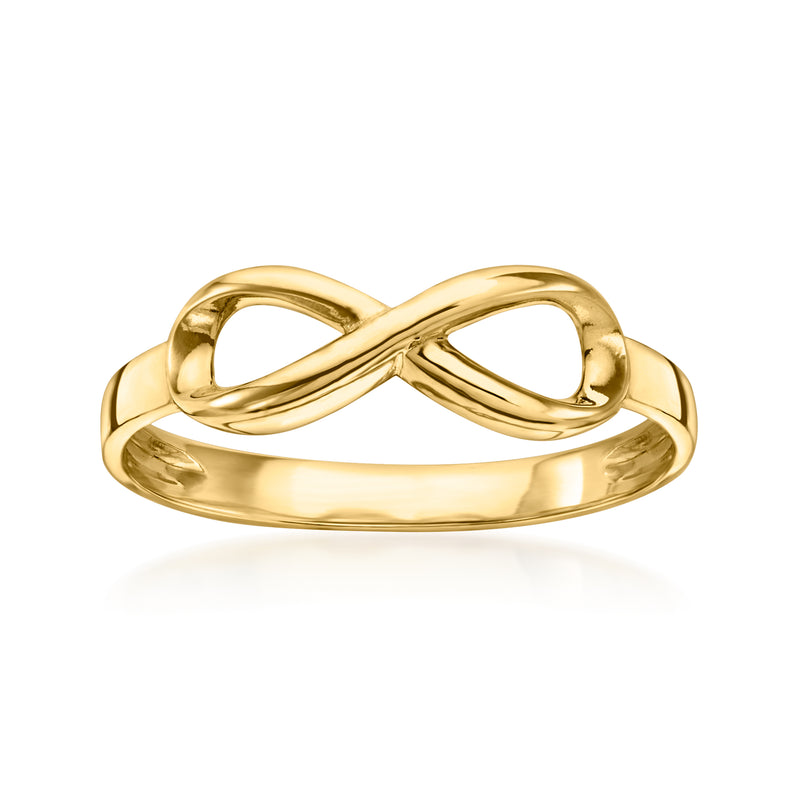 10kt yellow gold infinity ring with polished double-loop design