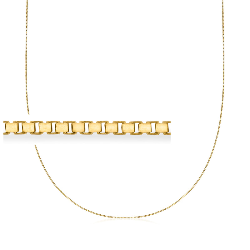 0.7mm 10kt yellow gold box-chain necklace with short rectangular links