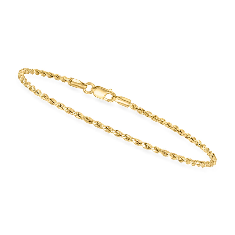 10kt yellow gold rope-chain bracelet with toggle clasp and linked oval links