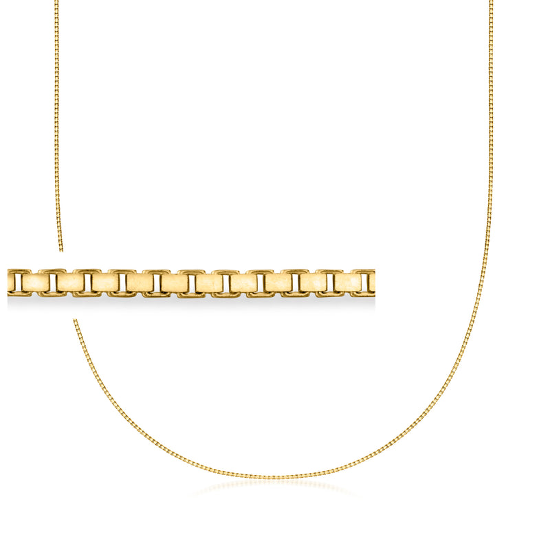 10kt yellow gold box-chain necklace, rectangular link pattern