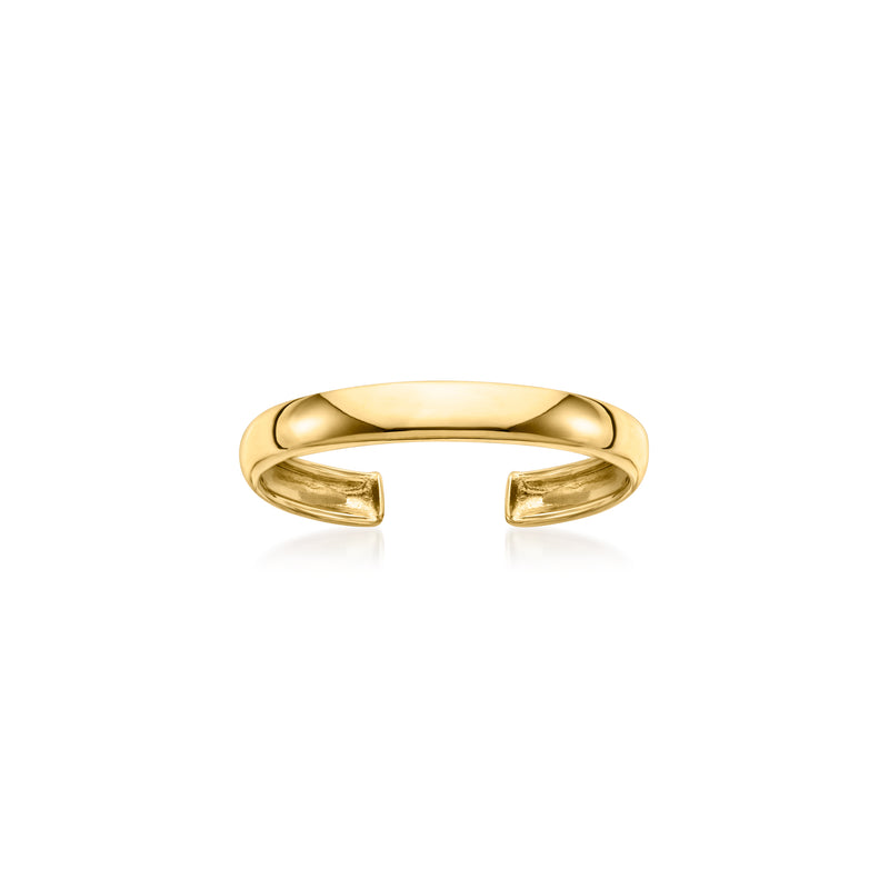 Polished 10k yellow gold toe ring with smooth band