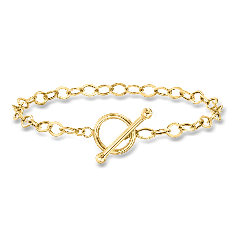 10kt yellow gold cable-link toggle bracelet with circular bar clasp