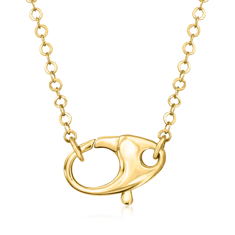 14kt yellow gold lobster-clasp necklace with oversized clasp and linked chain