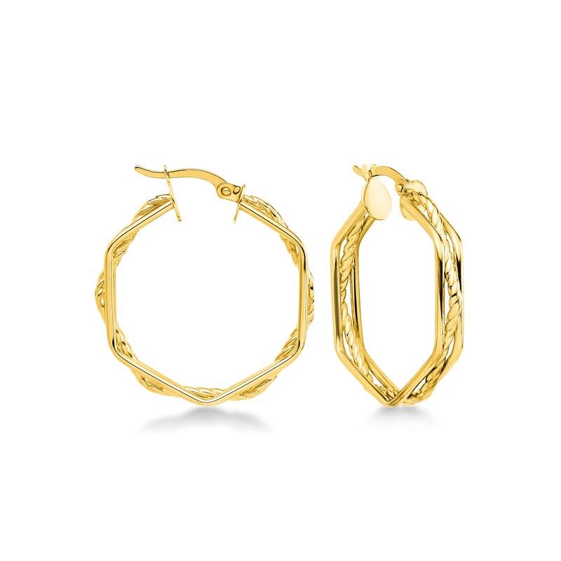 Twisted hoop earrings in 14kt yellow gold with a braided wire design