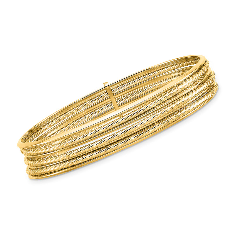 Italian 14kt yellow gold multi-row twisted bangle bracelet