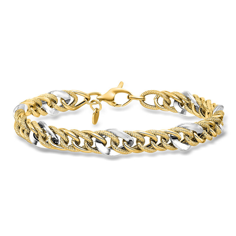 Italian 14kt Two-Tone Gold Curb-Link Bracelet. 7.5"