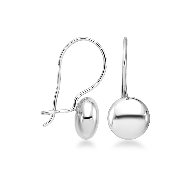 14kt white gold round ball drop earrings with fishhook earwires