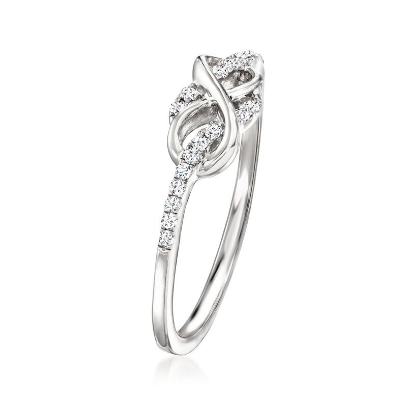Diamond infinity loop ring in sterling silver