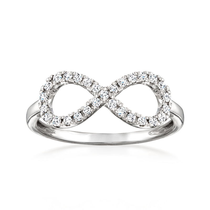 Diamond infinity ring in sterling silver