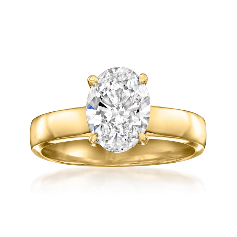 14kt yellow gold oval diamond solitaire ring with four-prong setting
