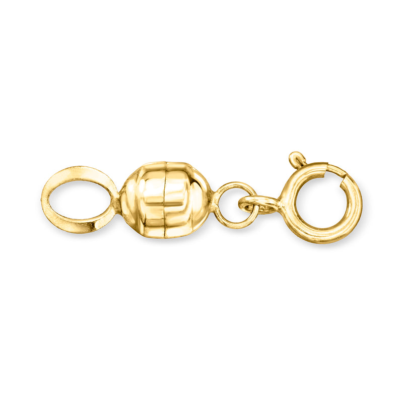 10kt yellow gold magnetic clasp with barrel center and oval side rings