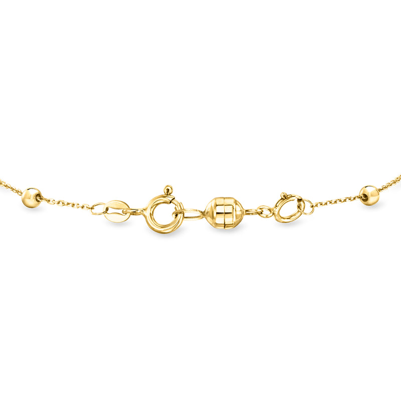 10kt yellow gold magnetic clasp on chain with round loops and barrel link