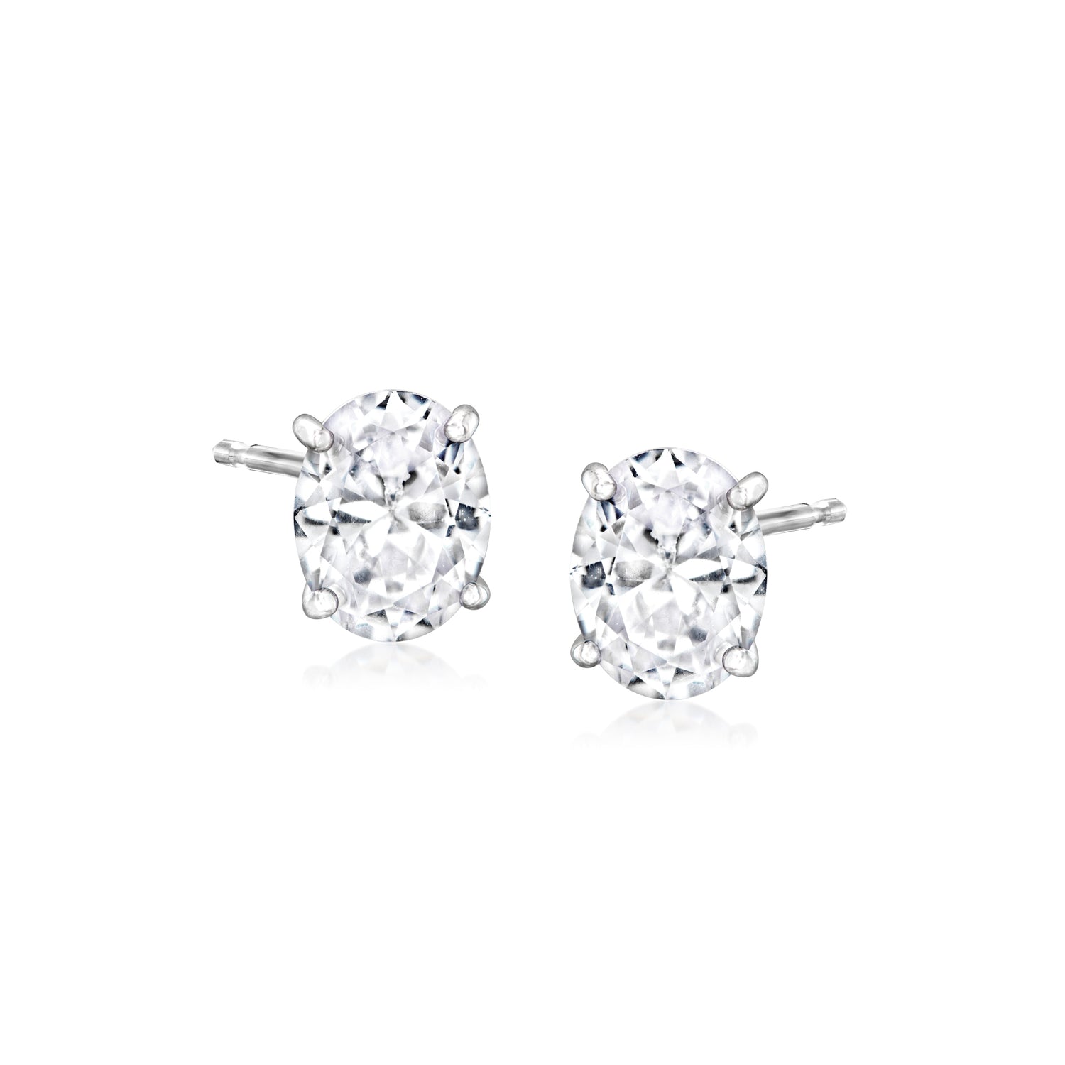4.00 ct. t.w. Oval CZ Stud Earrings in Sterling Silver