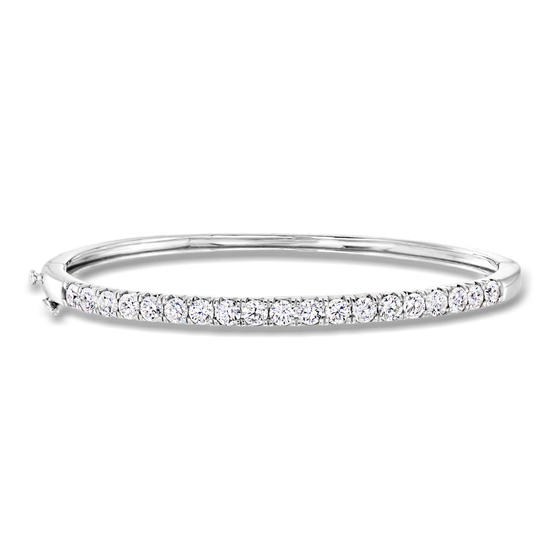14kt white gold lab-grown diamond bangle bracelet with pavé front row