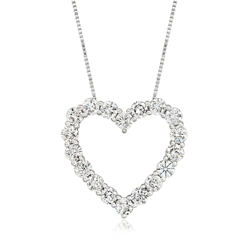 Diamond heart pendant necklace in white gold with pavé diamonds