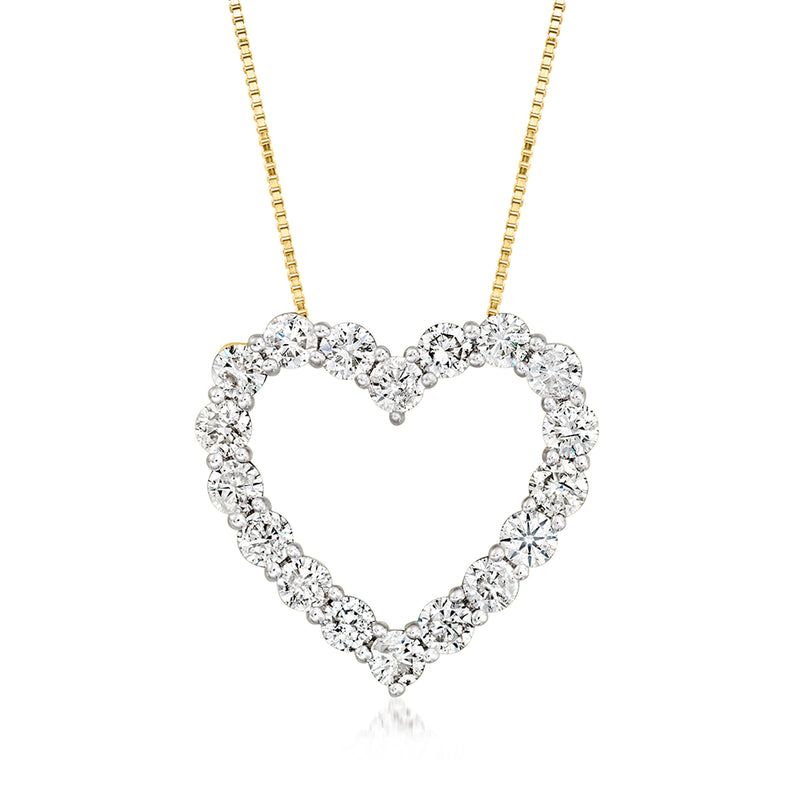 Diamond heart pendant necklace in 14kt yellow gold