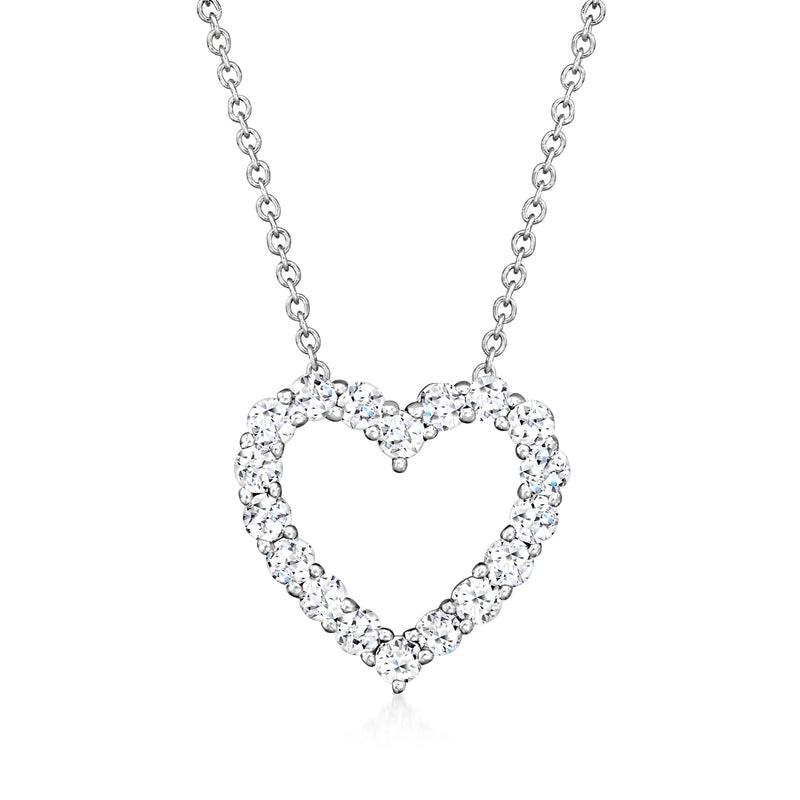 0.50 ct lab-grown diamond heart necklace, 14kt white gold chain with heart pendant