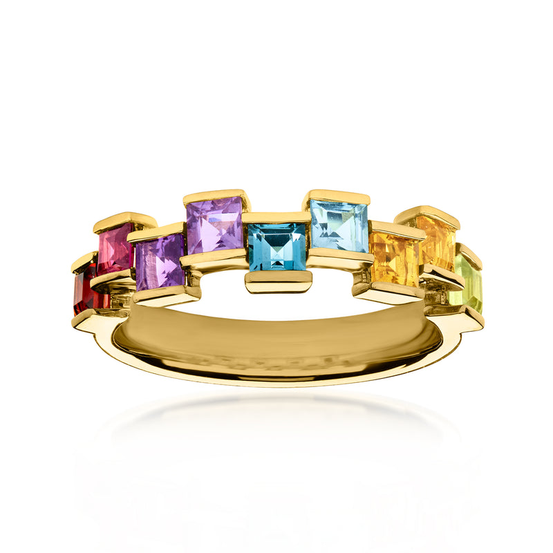 1.50 ct. t.w. Multi-Gemstone Ring in 18kt Gold Over Sterling