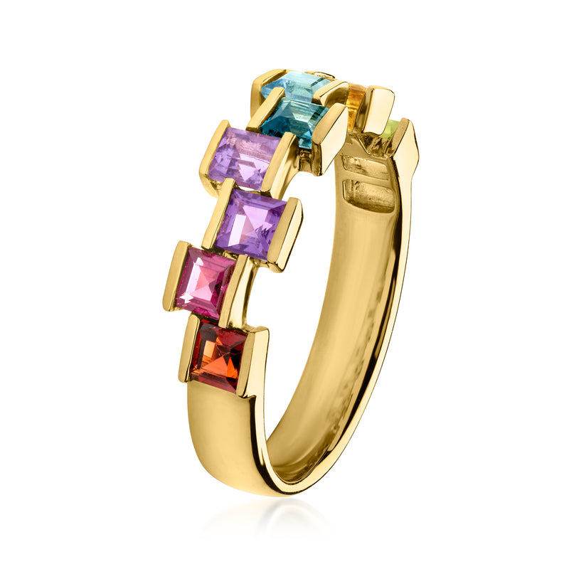 1.50 ct. t.w. Multi-Gemstone Ring in 18kt Gold Over Sterling