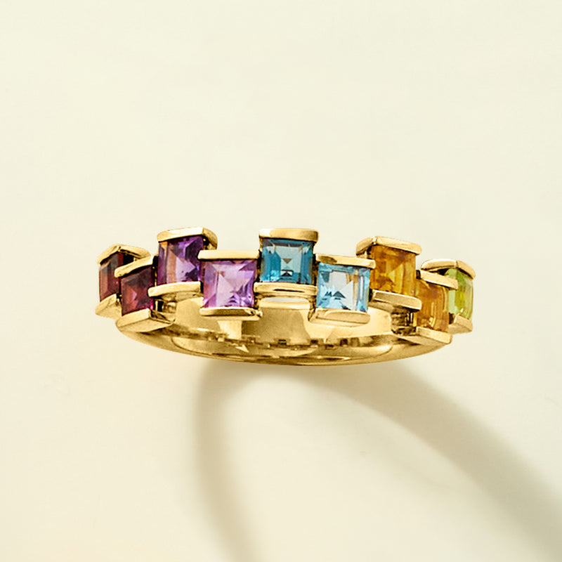 1.50 ct. t.w. Multi-Gemstone Ring in 18kt Gold Over Sterling