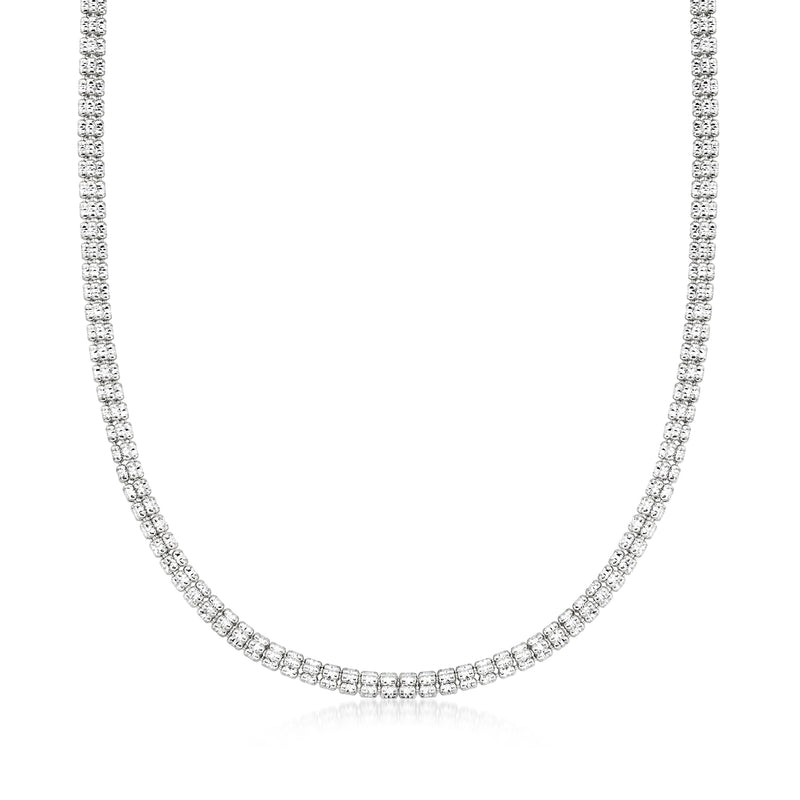 Sterling silver ice-barrel chain necklace with sparkling barrel links