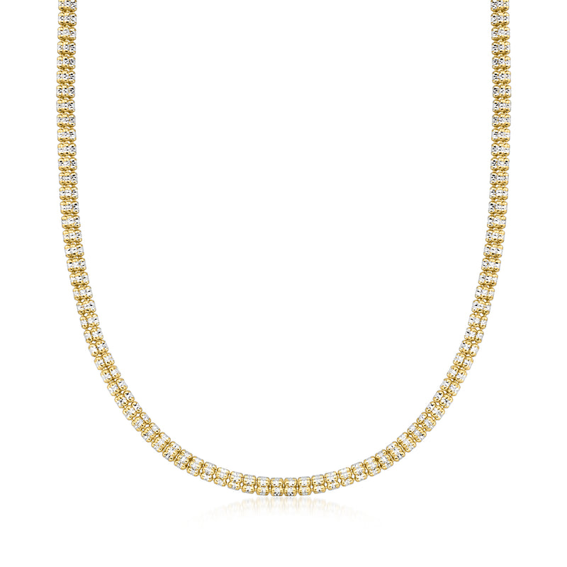 Sterling silver and gold-over-silver ice-barrel chain necklace